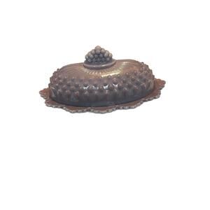 Mosser Gigi Hobnail Eggplant Purple Butter Dish Handcrafted Decorative